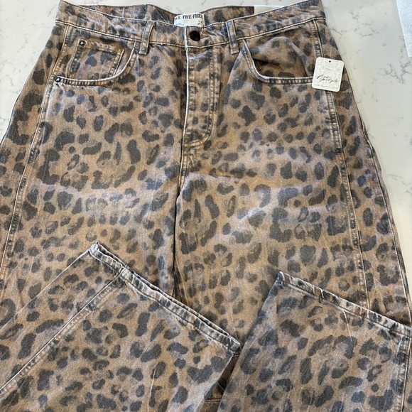 Free People Animal Print Boot Cut Jeans - Picture 1 of 12